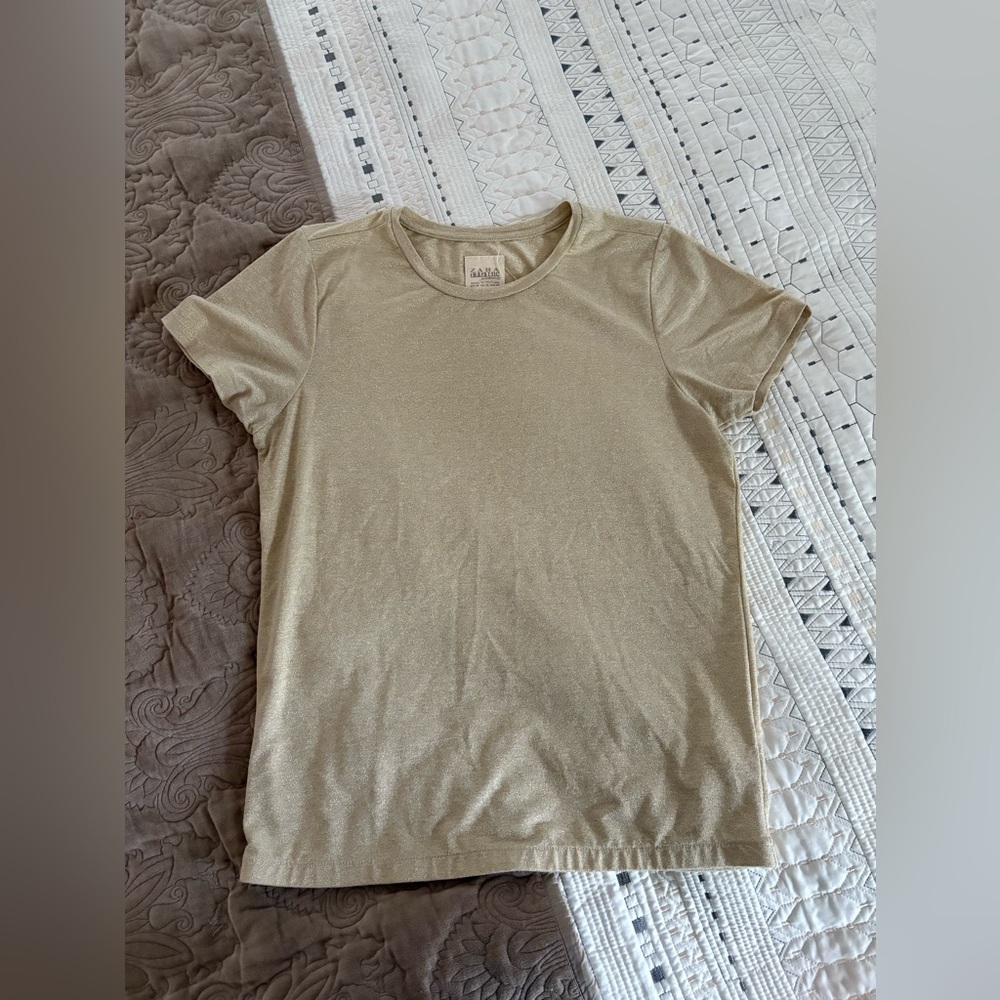 Zara Sparkly Gold T Shirt Size M